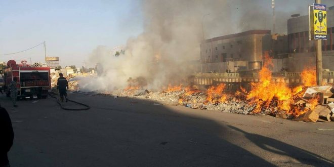 نشوب حريق في شارع الامير وسط البصرة